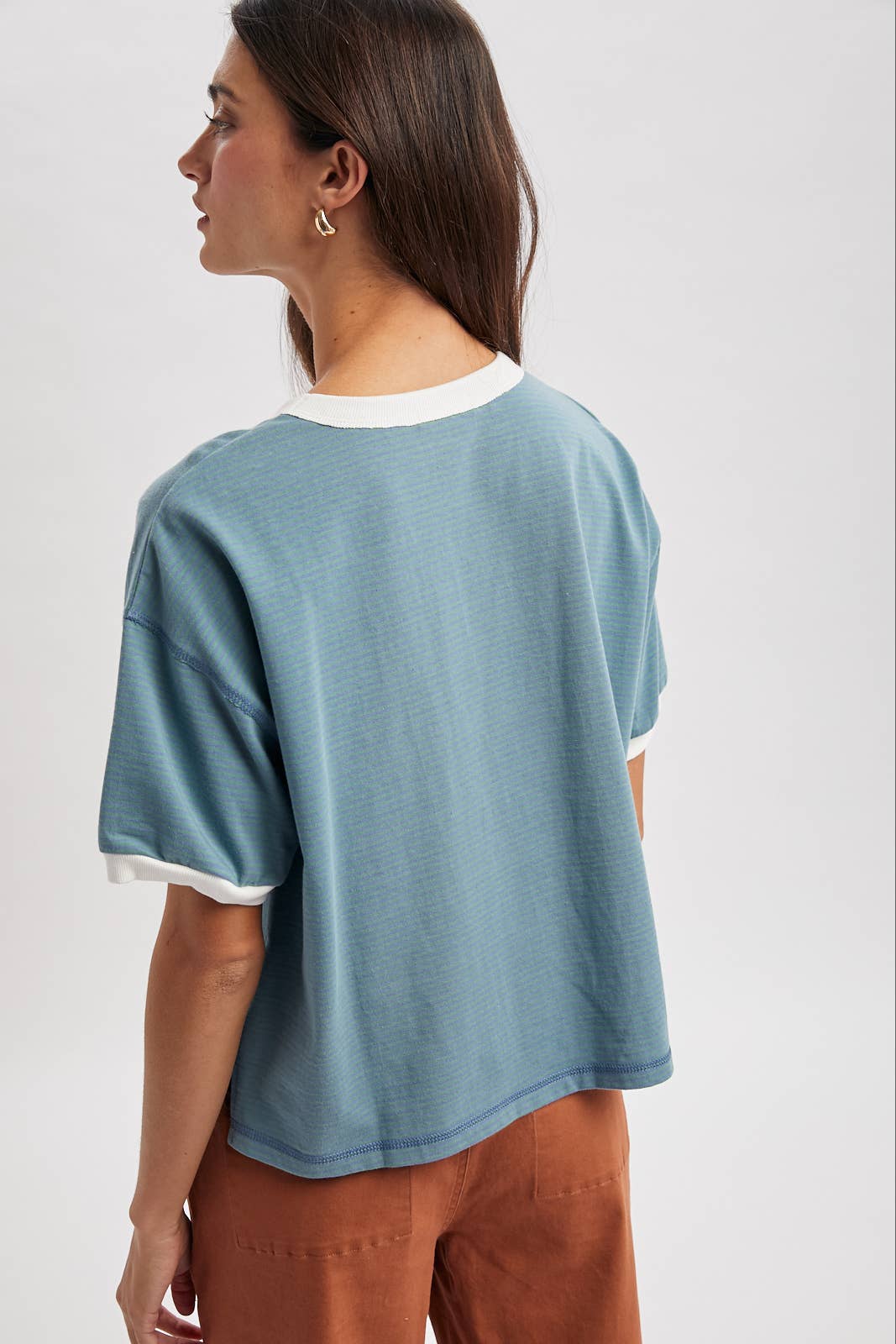CONTRAST STRIPED RELAXED CROP