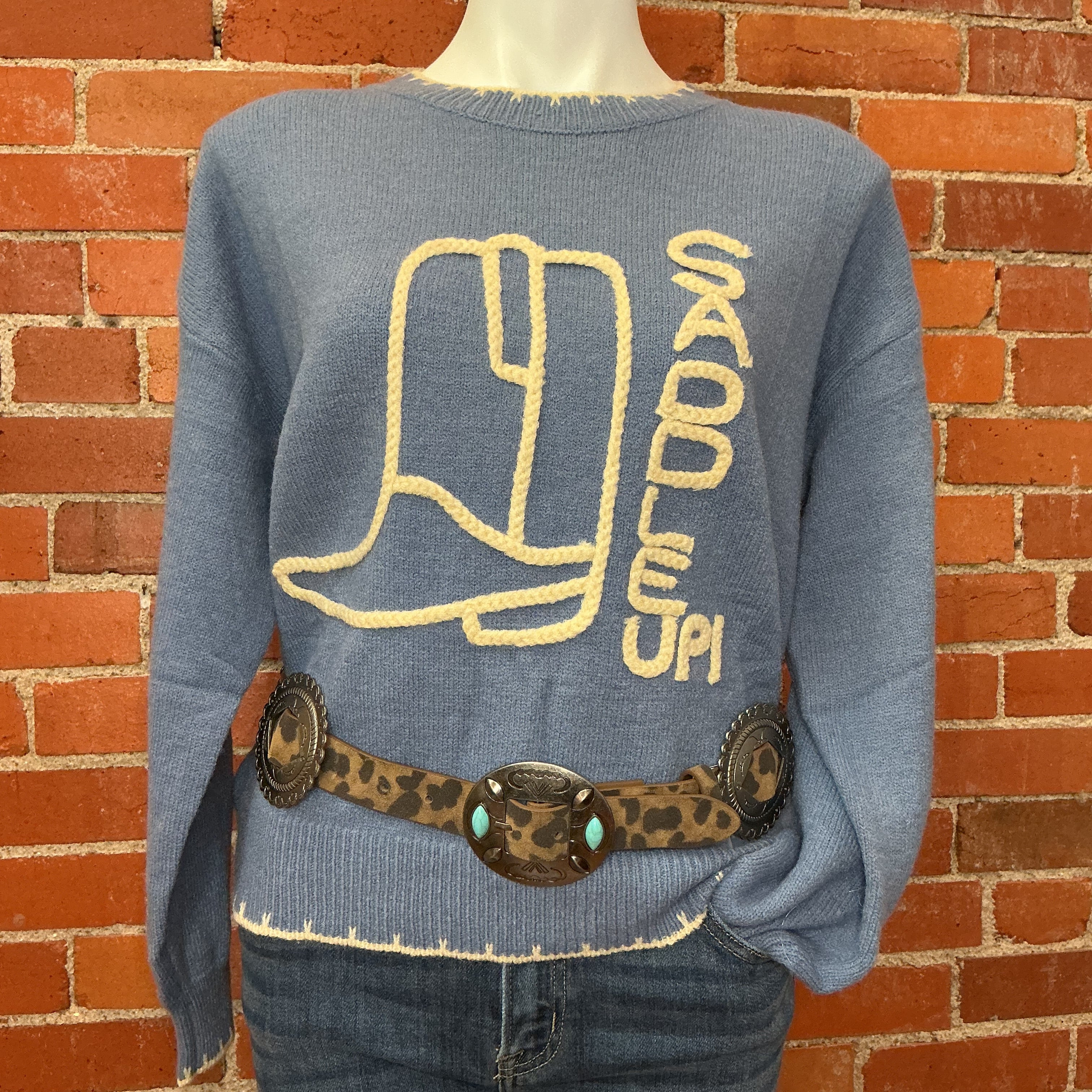 Brown Leopard Suede Concho Belt