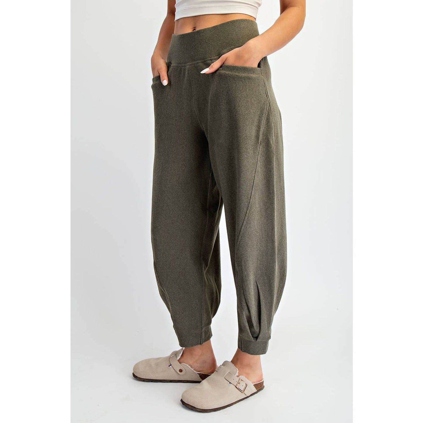 RIB BRUSH COCOON PANT