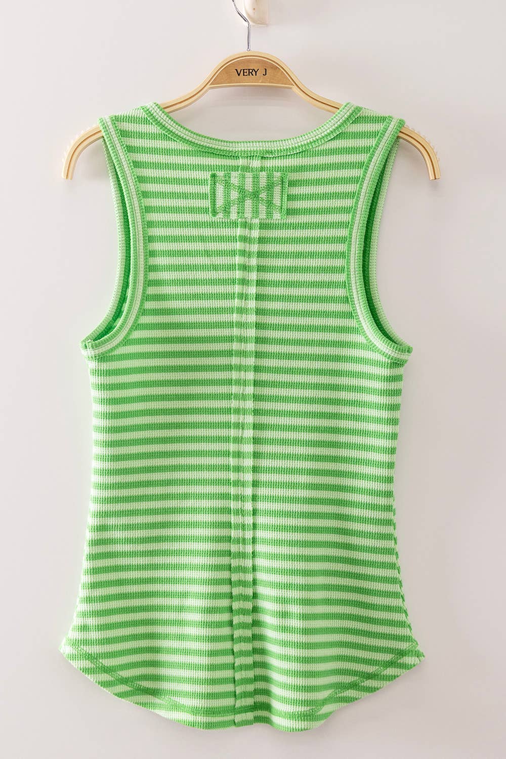 Striped & Solid Button Down Fitted Knit Tank Top