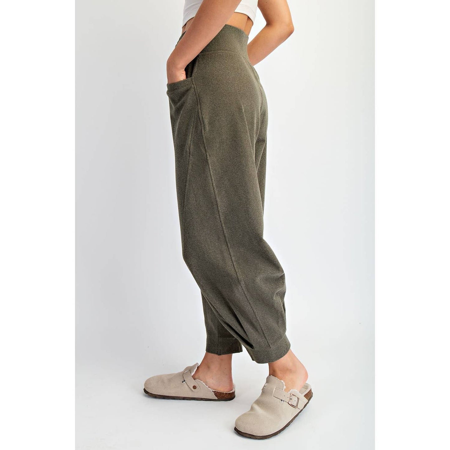 RIB BRUSH COCOON PANT
