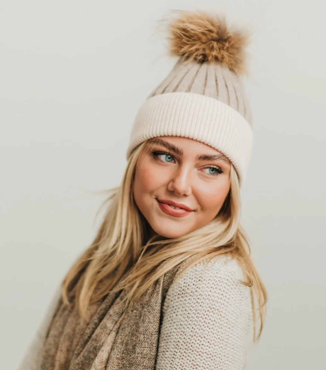 2 Tone Angora Beanie