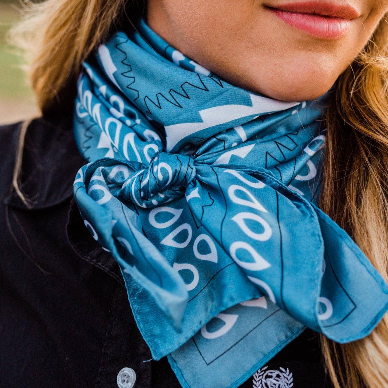 35X35" Blue & White Paisley Wild Rag/Scarf