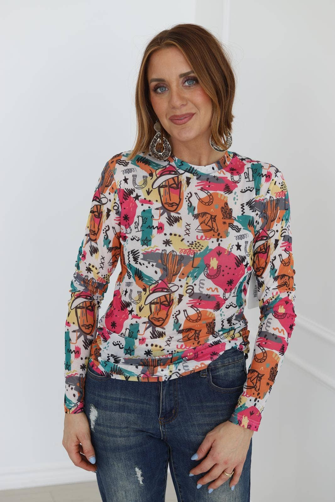 80'S WESTERN MESH TOP