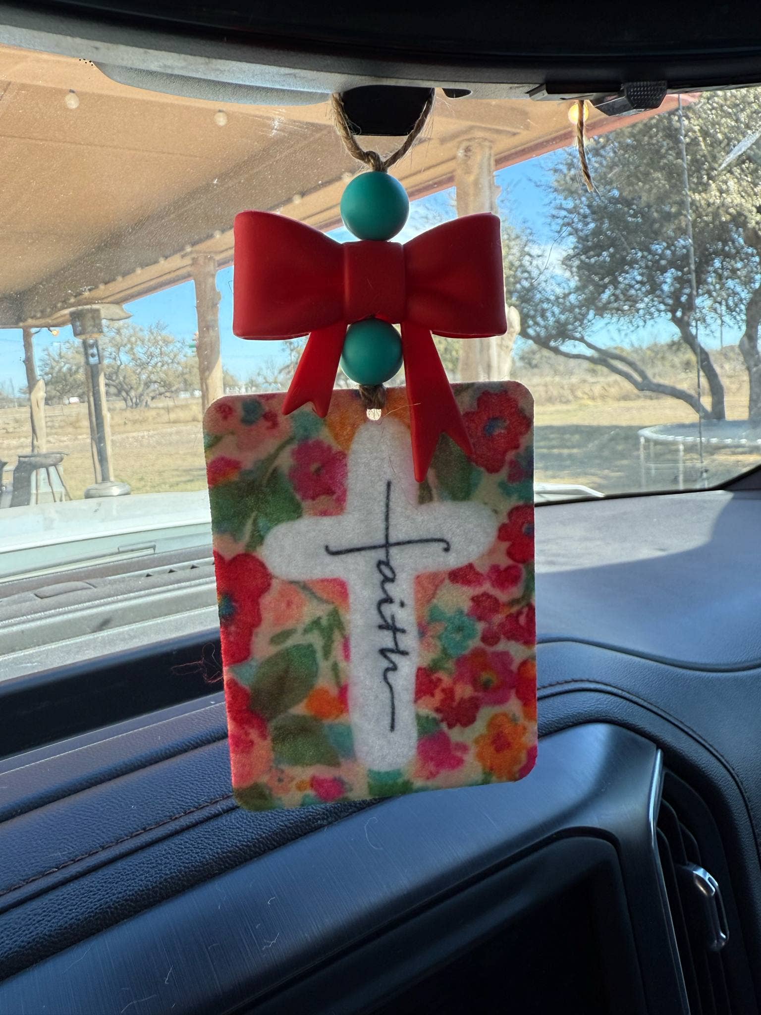 Faith Flowers Bow Car Freshener
