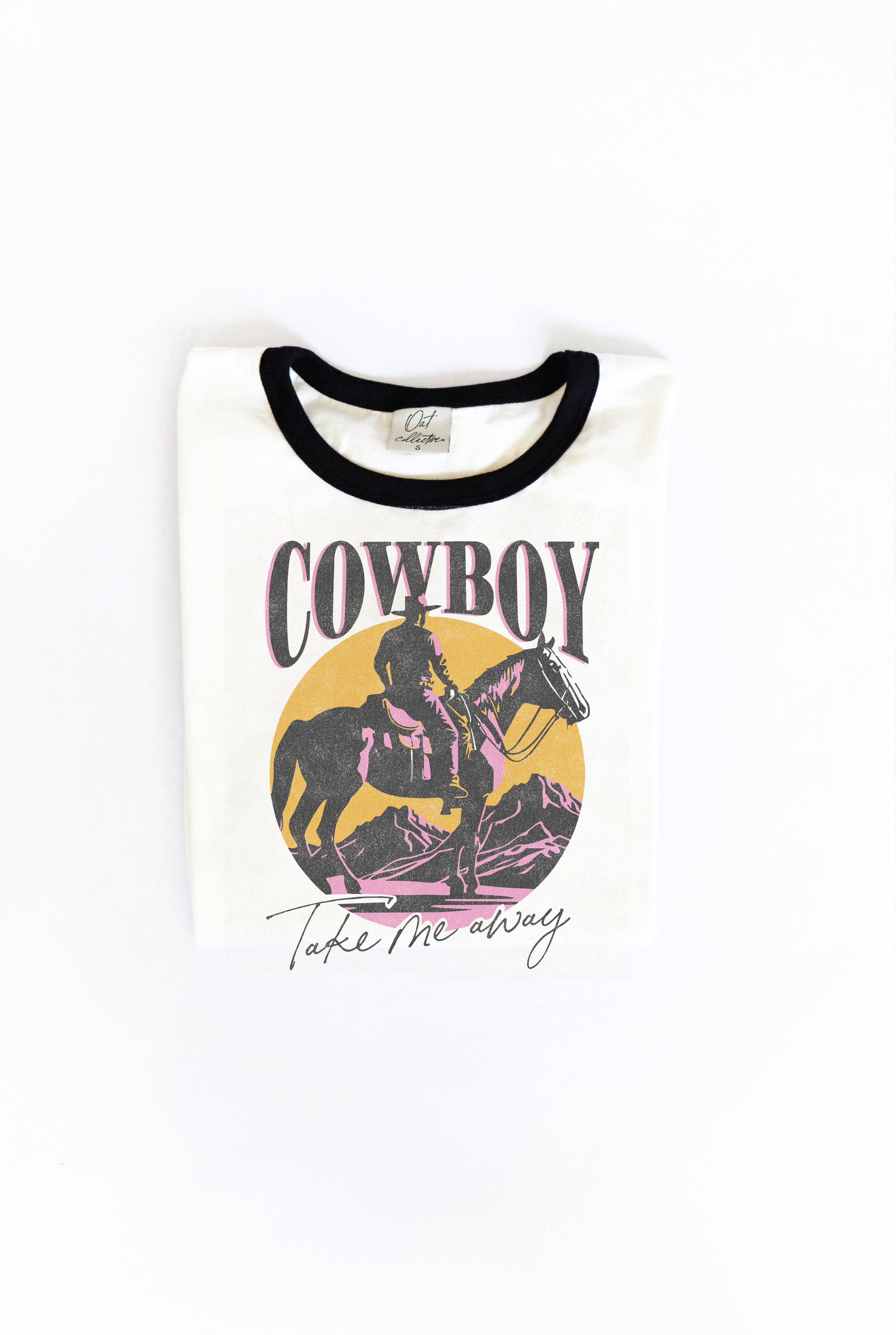 COWBOY TAKE ME AWAY Ringer Graphic T-Shirt
