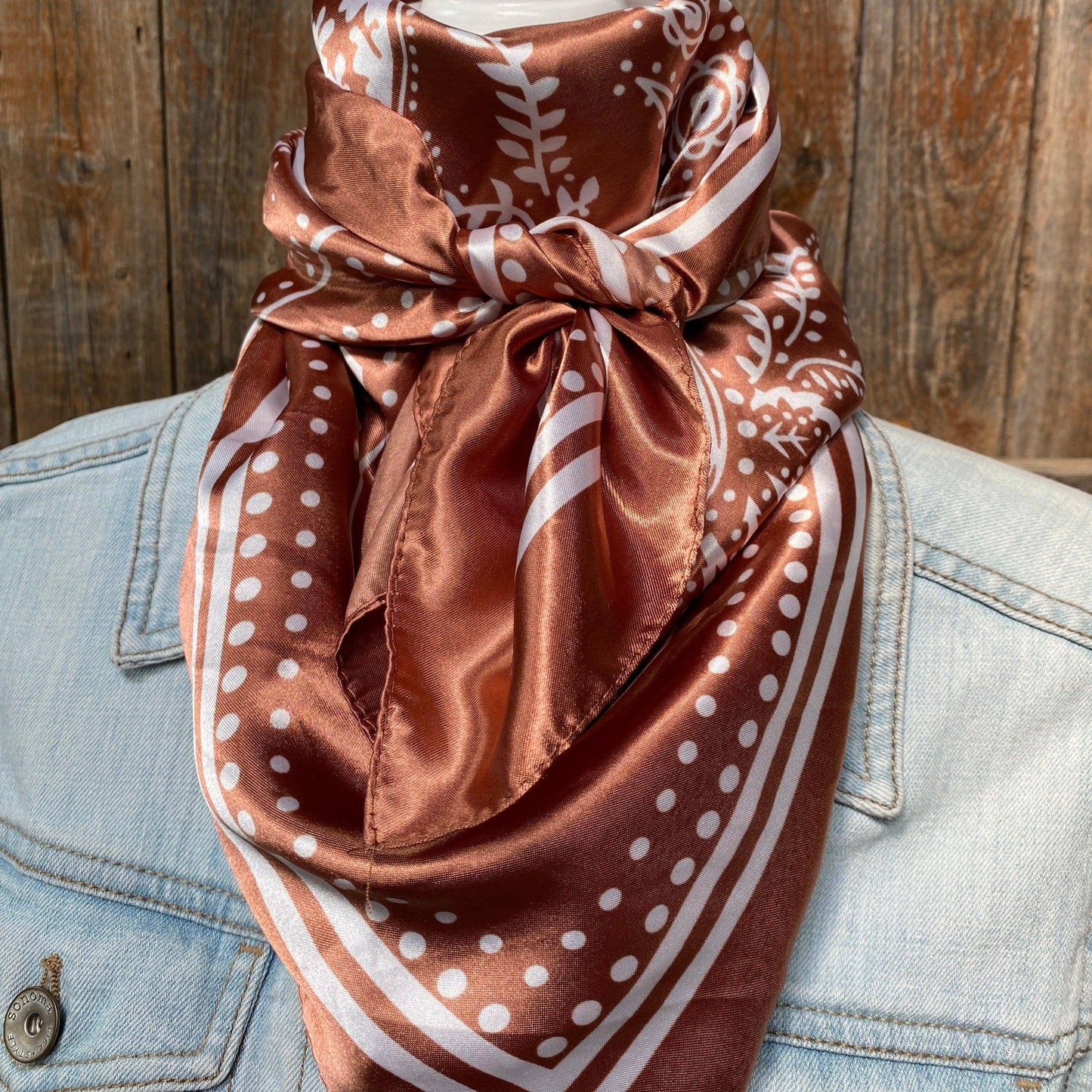 35X35" Copper Floral Paisley Wild Rag/Scarf