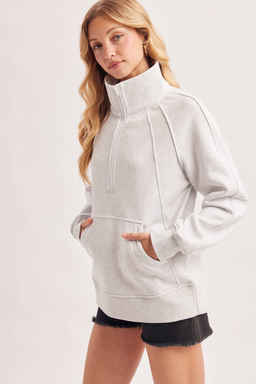 Raglan Sleeved 1/4 Zip Sweater