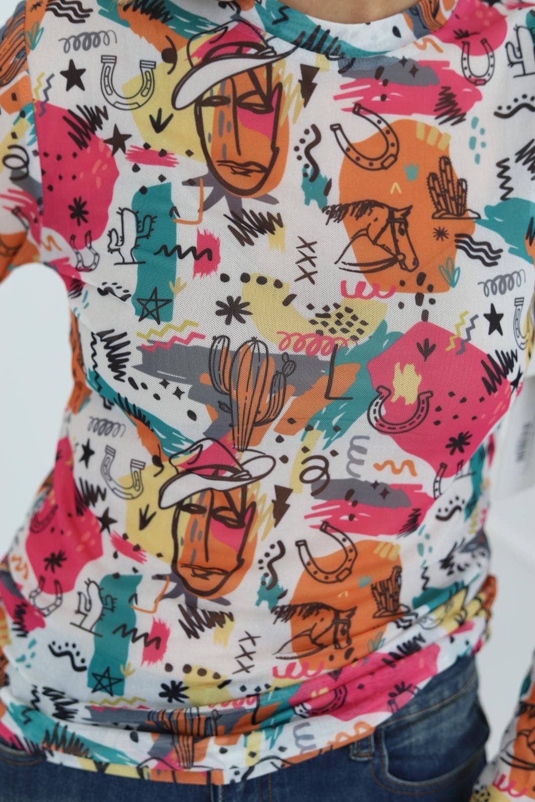 80'S WESTERN MESH TOP