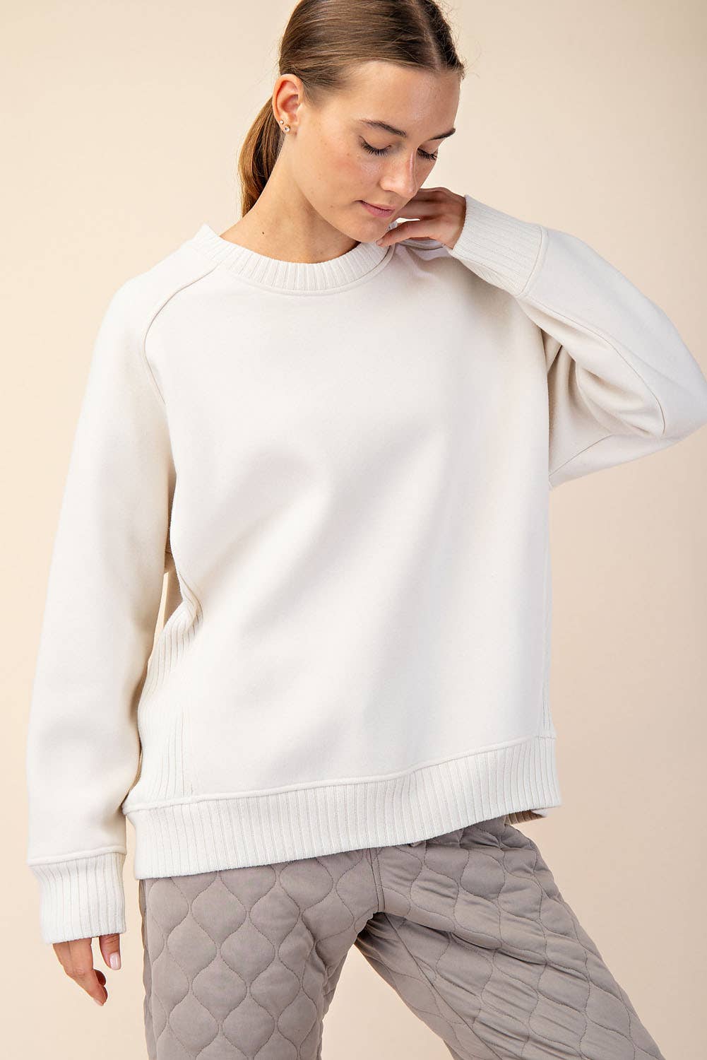 FLEECE FRENCH TERRY CREW NECK SWEATSHIRT
