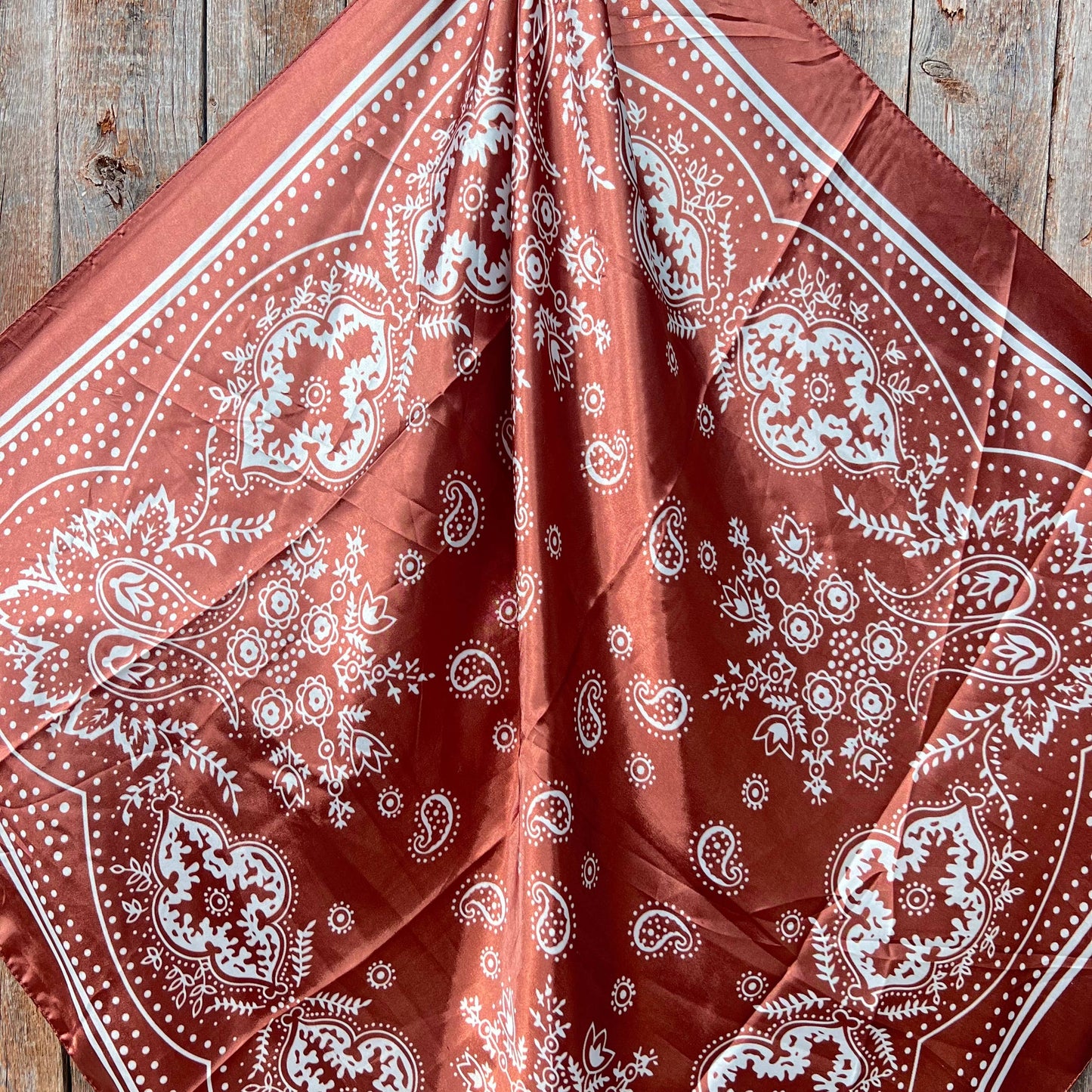 35X35" Copper Floral Paisley Wild Rag/Scarf