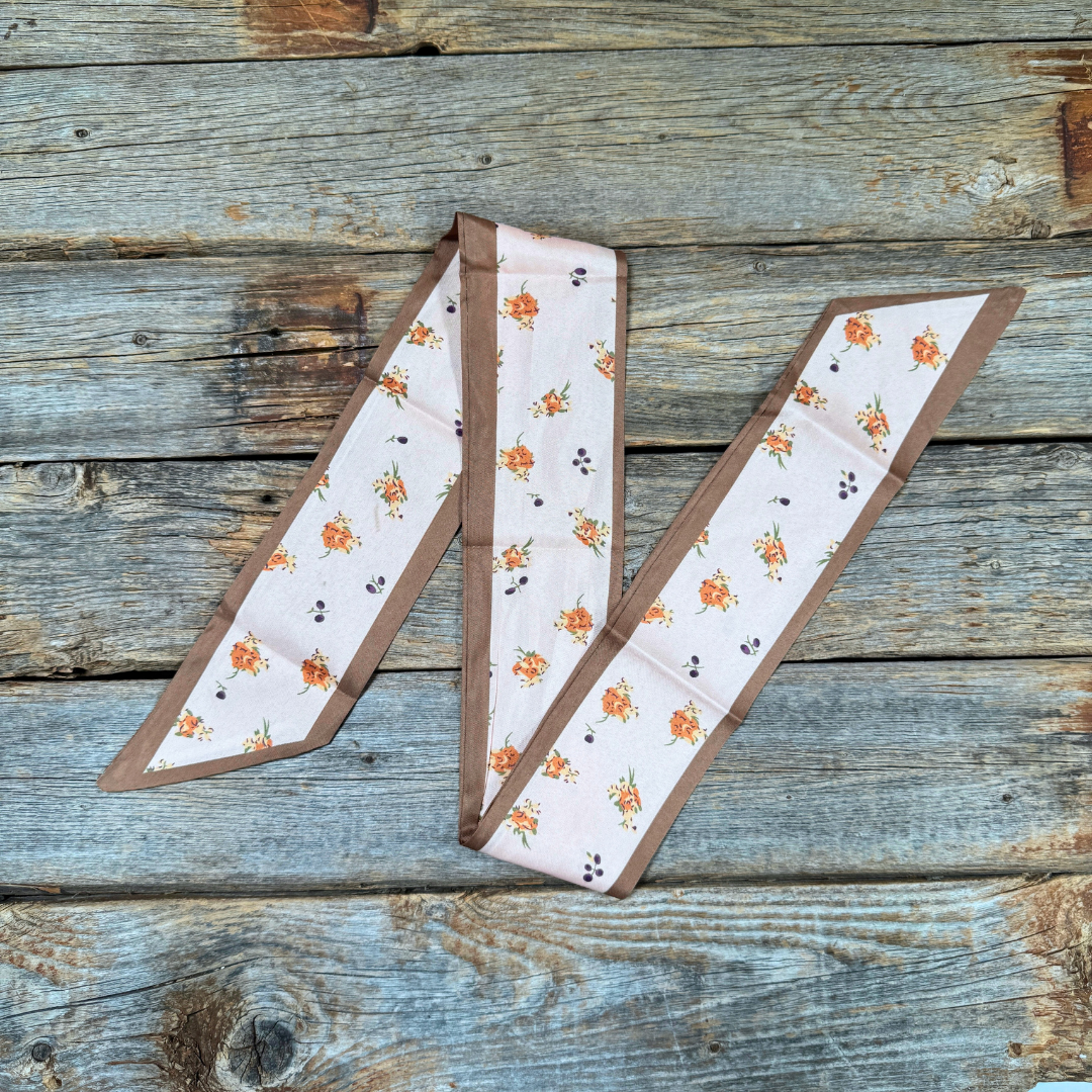 Pink and Tan Floral Twilly