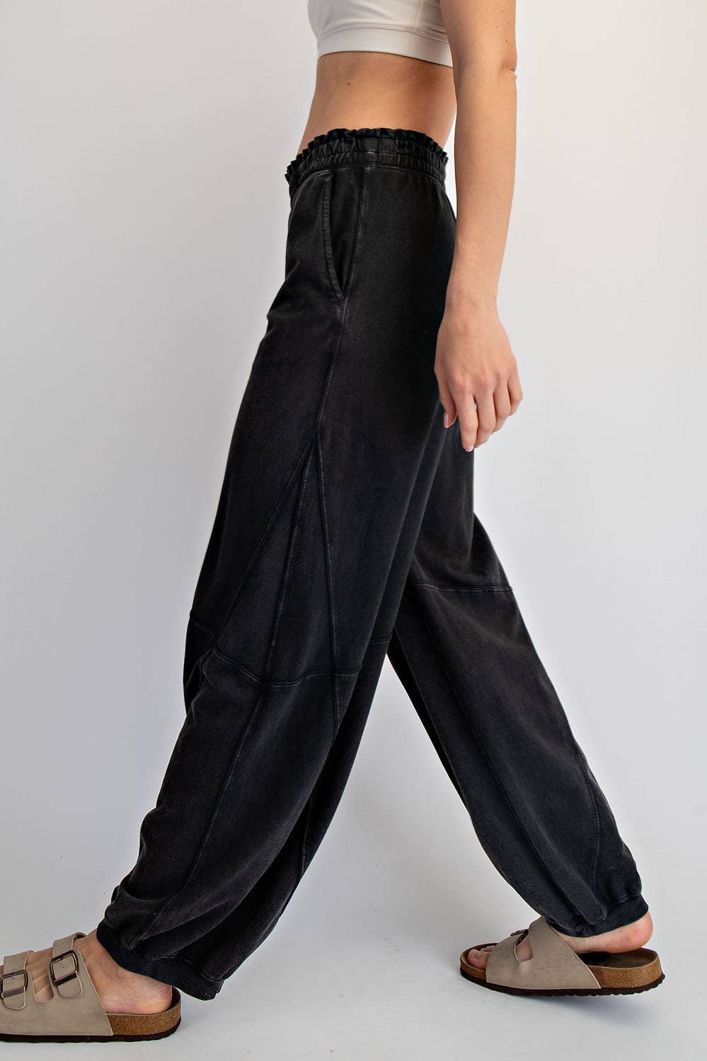 MINERAL WASHED TERRY BUTTER JOGGER PANTS