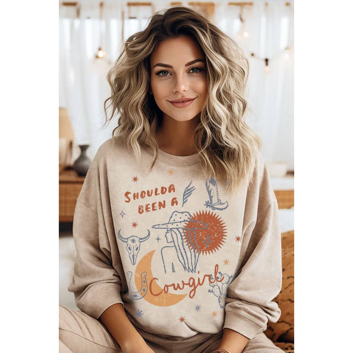 COWGIRL MINERAL GRAPHIC SWEATWHIRTS