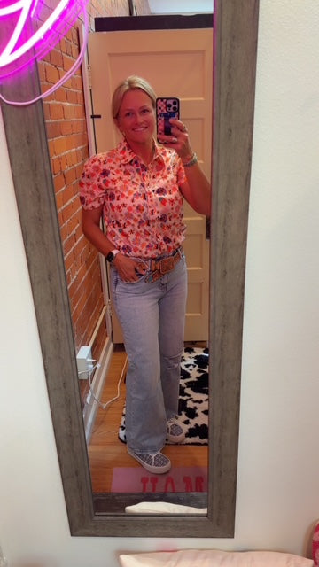 Vintage Floral Pearl Snap