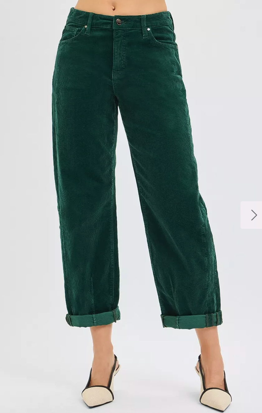 Risen High Rise Crop Barrel Corduroy