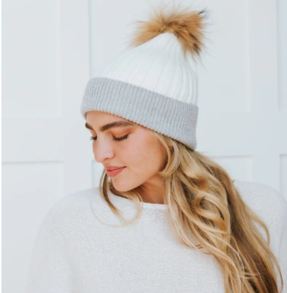 2 Tone Angora Beanie