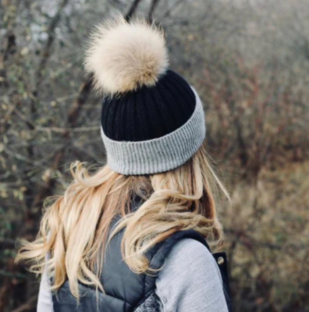 2 Tone Angora Beanie