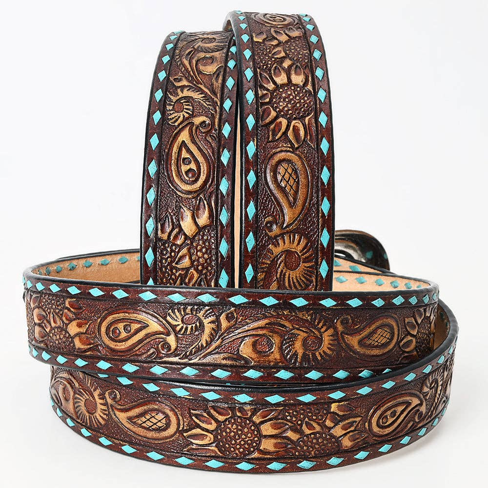 American Darling Hand-Tooled Genuine Leather Belt