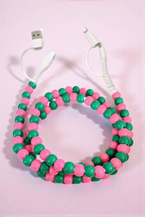 Updated Pink and Green Beaded Charger