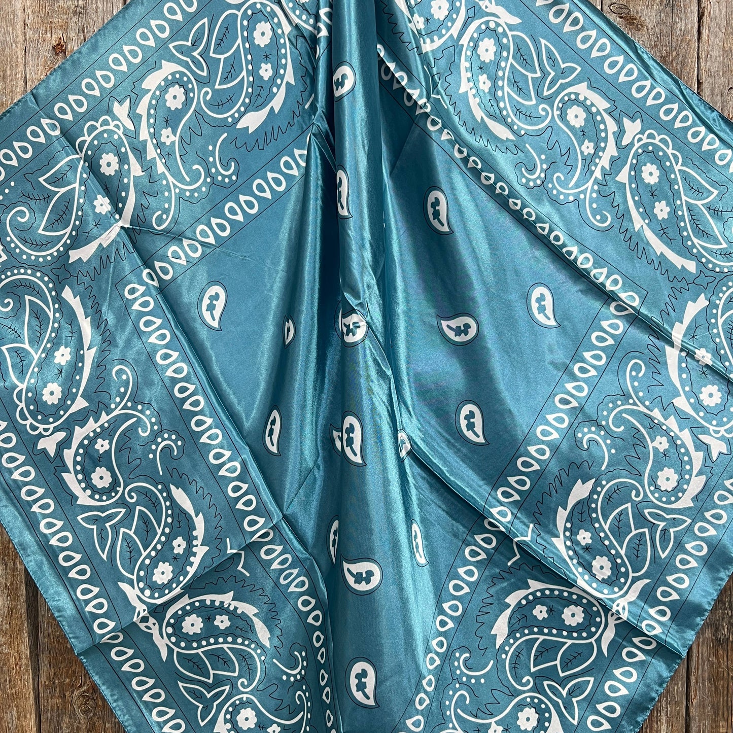 35X35" Blue & White Paisley Wild Rag/Scarf