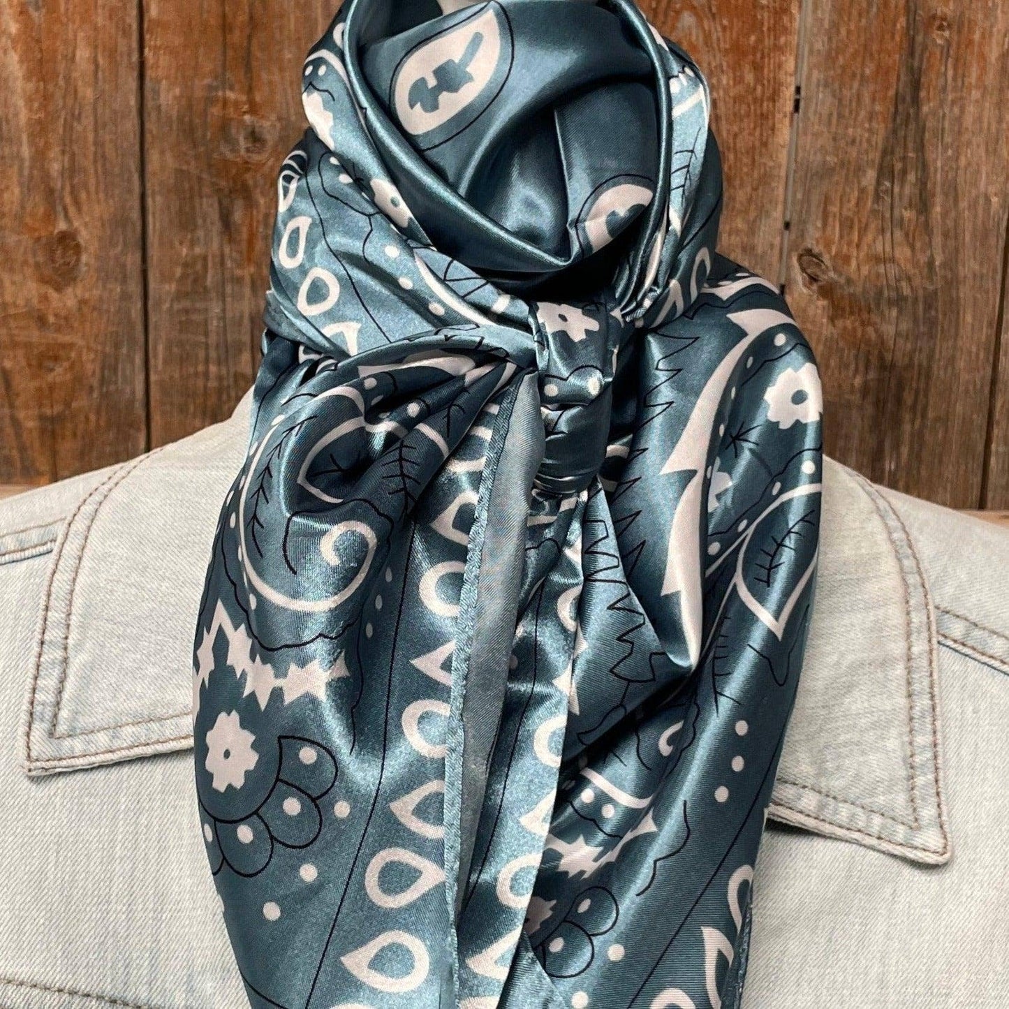 35X35" Blue & White Paisley Wild Rag/Scarf