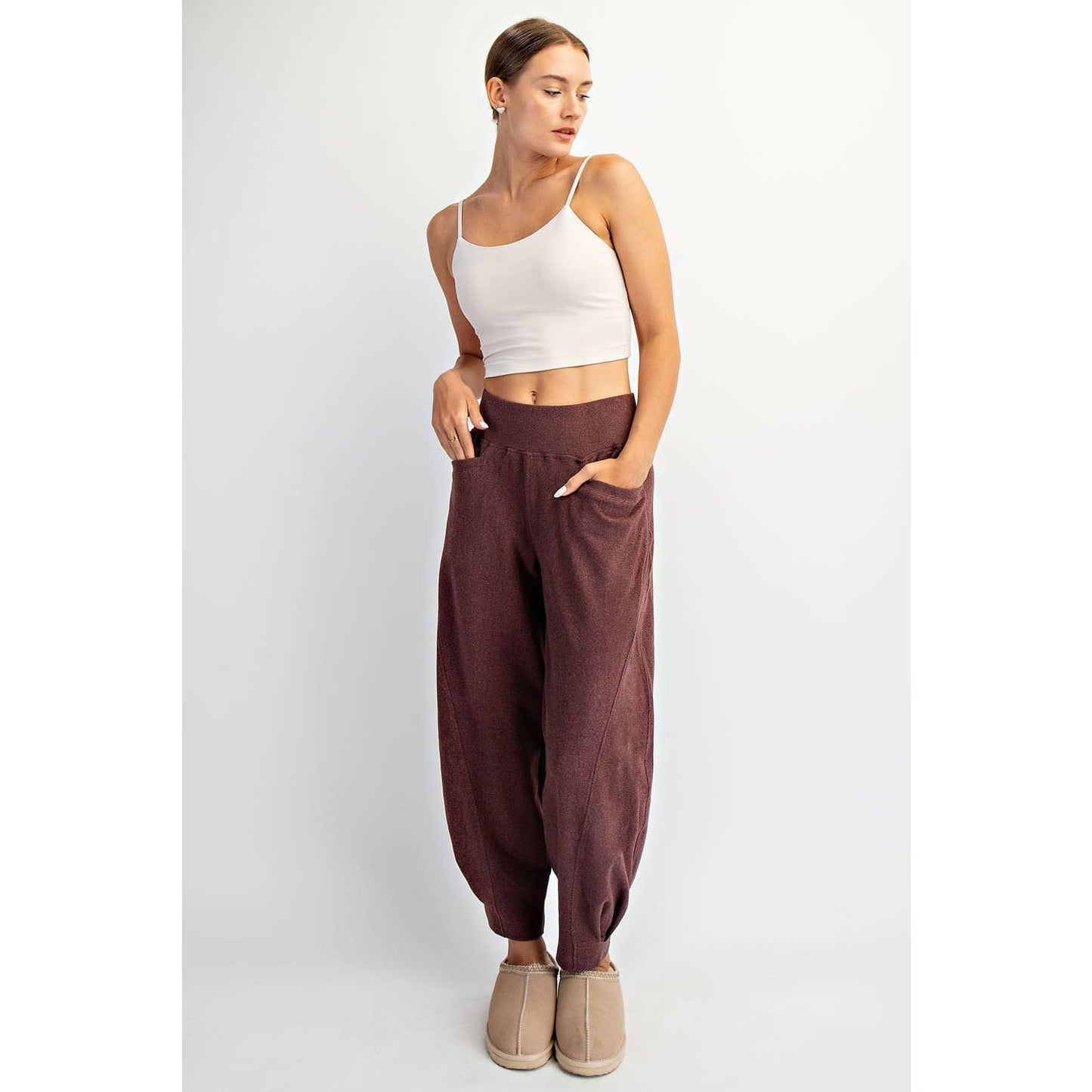 RIB BRUSH COCOON PANT