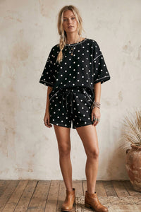 Polka Dot Relaxed Fit Scuba Top and Shorts Set