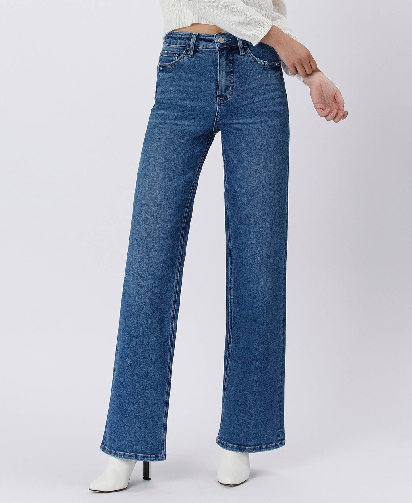 TUMMY CONTROL 90'S SUPER HIGH RISE WIDE LEG JEANS LV1444
