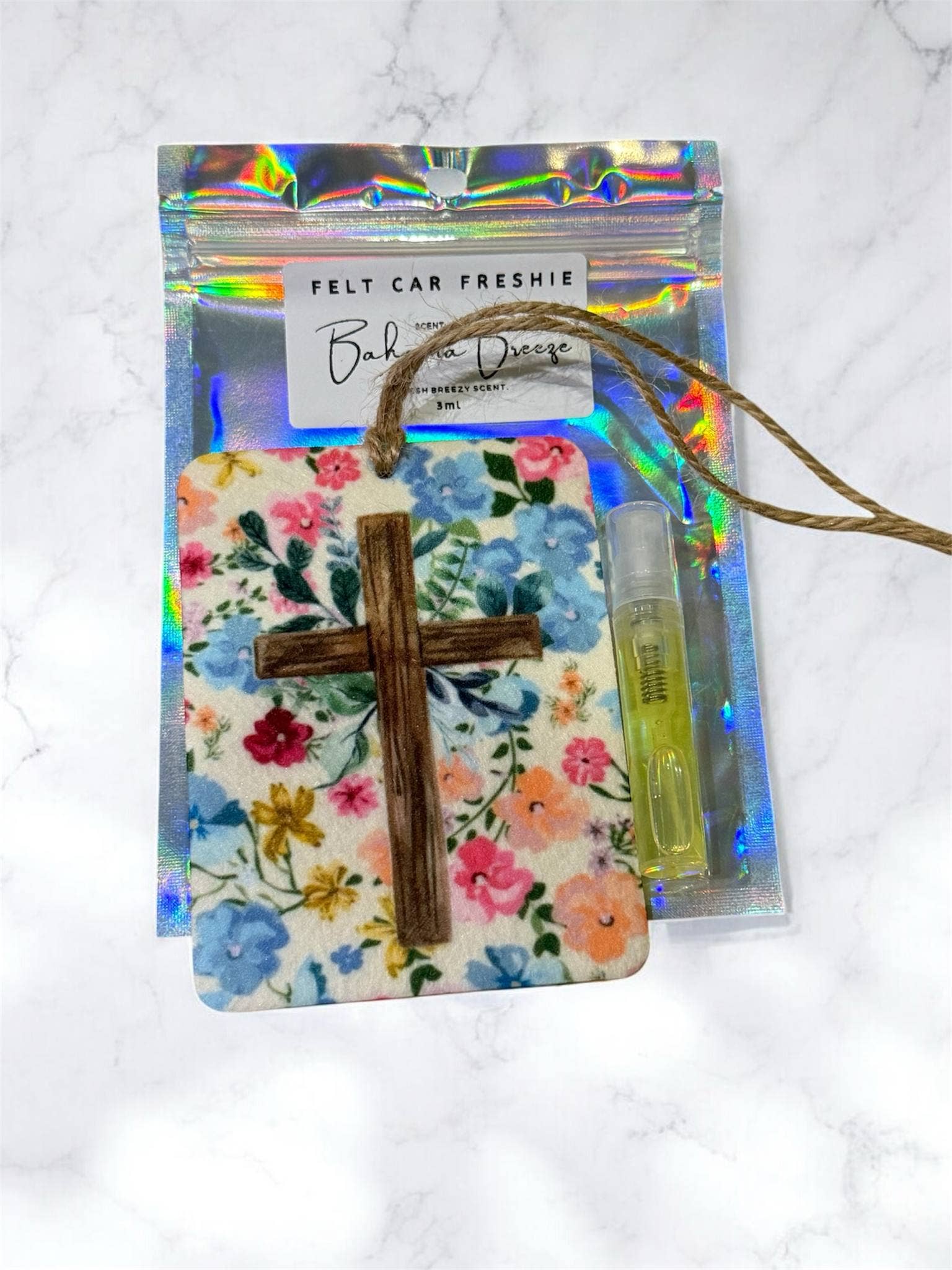 Floral Cross Felt Freshie