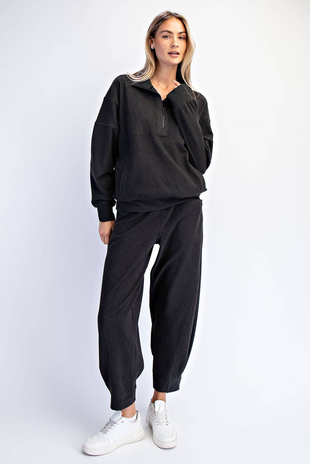 BRUSHED RIB QUARTER ZIP PULLOVER