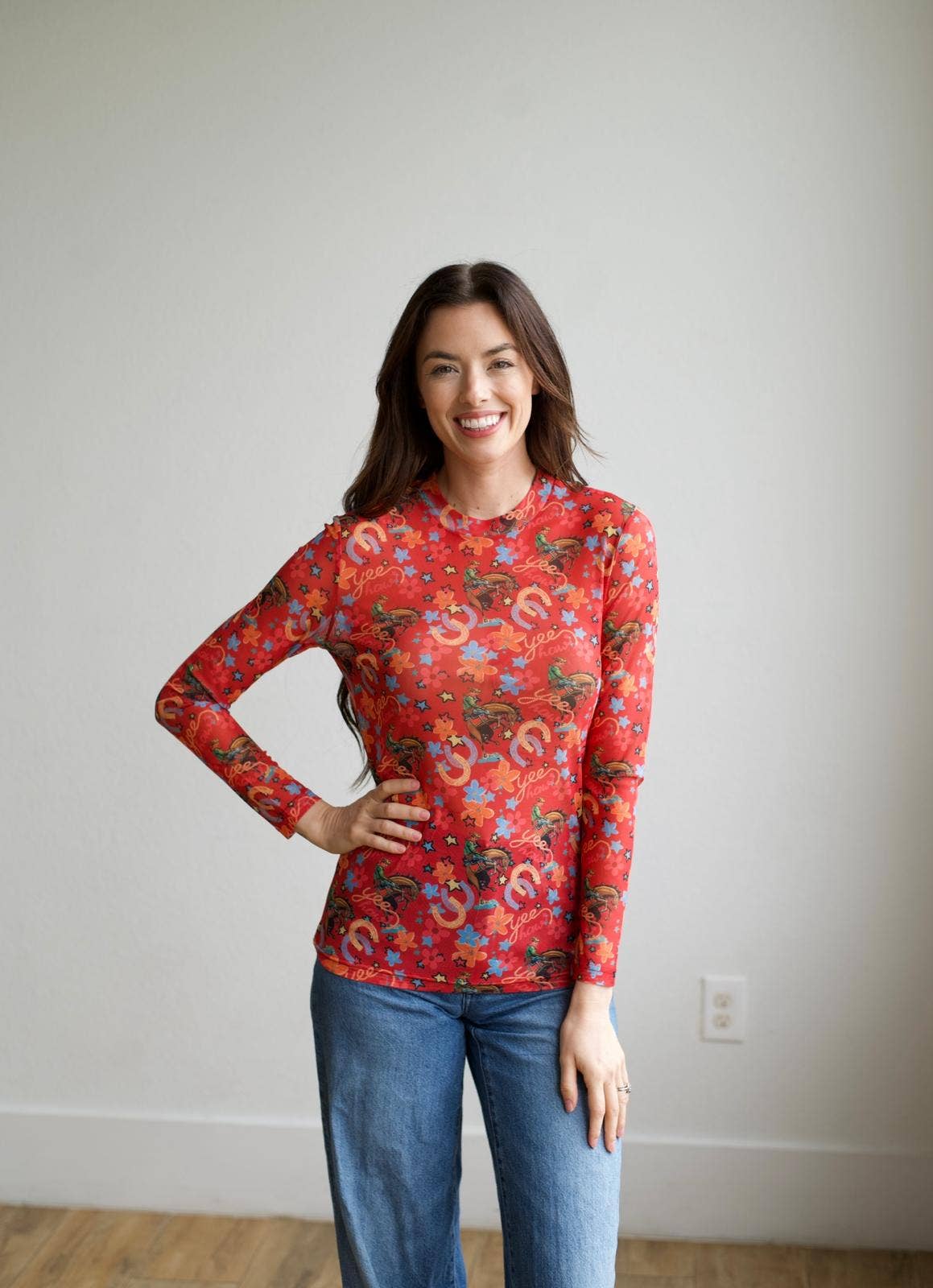 RED YEEHAW MESH TOP