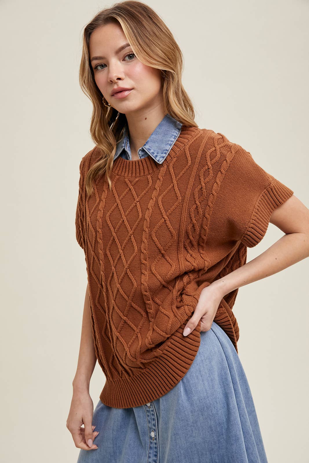 CABLE KNIT SWEATER TOP / WL25-10926