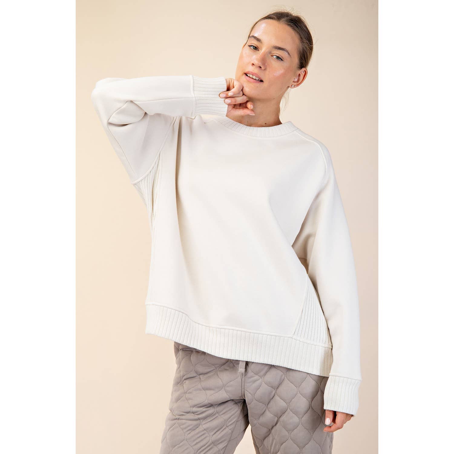 FLEECE FRENCH TERRY CREW NECK SWEATSHIRT