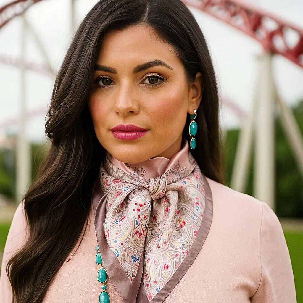 35X35"  Pink Floral Wild Rag/Scarf