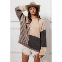 MIXED PATTERN BLOCK SWEATER