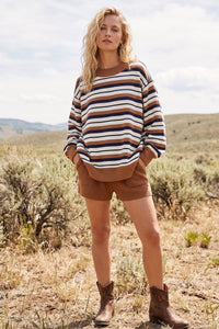 Oversized French Terry Striped Sweatshirt