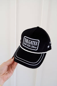 Tailgates Well With Others Black Corduroy Patch Hat Game Day