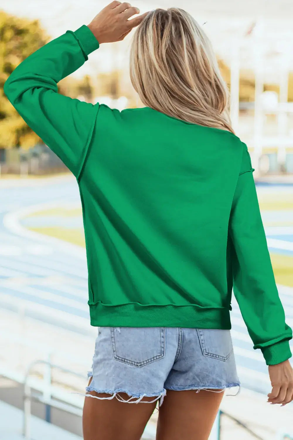 Oversize Drop Shoulder Reversible Mock Neck Sweatshirt