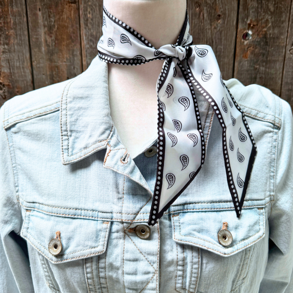 Black and White Western Skinny Mini Wild Rag Scarf / Cowgirl Necktie