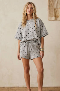 Polka Dot Relaxed Fit Scuba Top and Shorts Set
