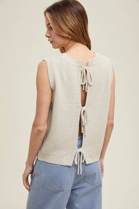 TEXTURED BACK TIES SWEATER VEST