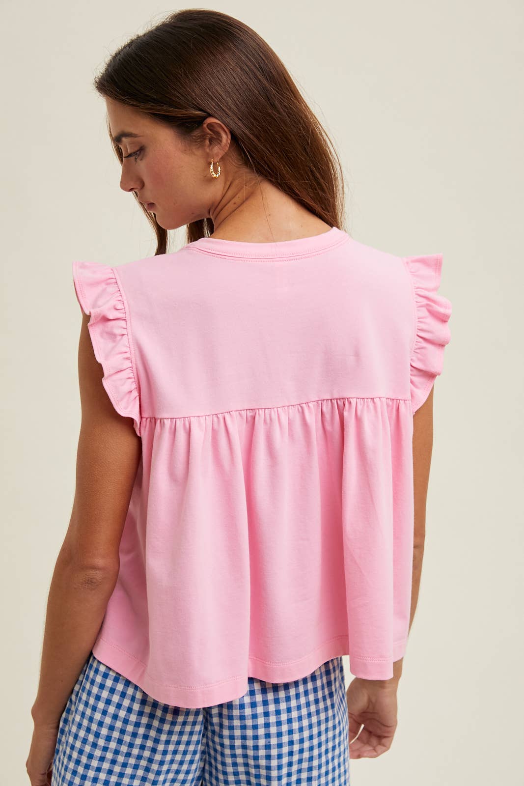 RUFFLE SLEEVE RELAXED CROP KNIT TOP