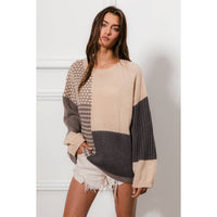 MIXED PATTERN BLOCK SWEATER