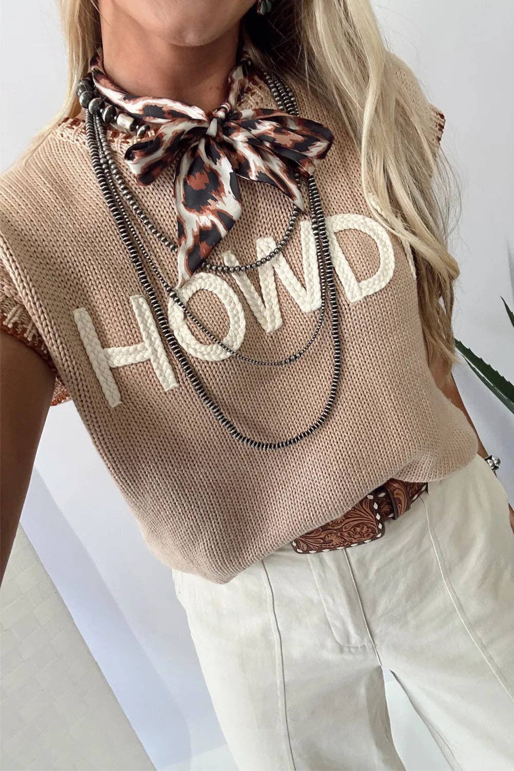 Short Sleeve Knit HOWDY Western Sweater