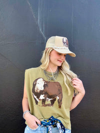 The Hereford Boxy Tank- Olive Green