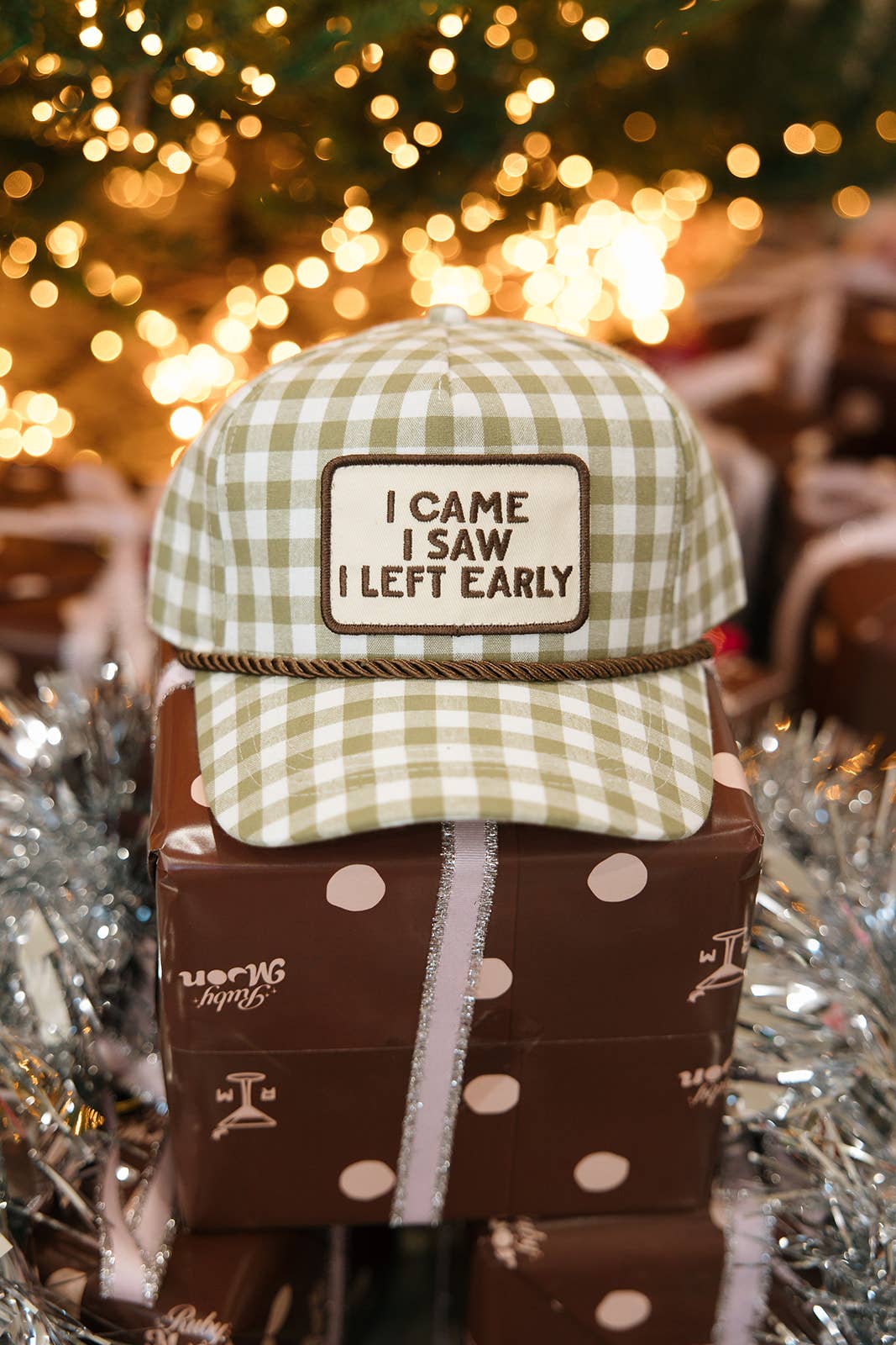 I Came I Saw I Left Early Gingham Patch Hat Thanksgiving Hat