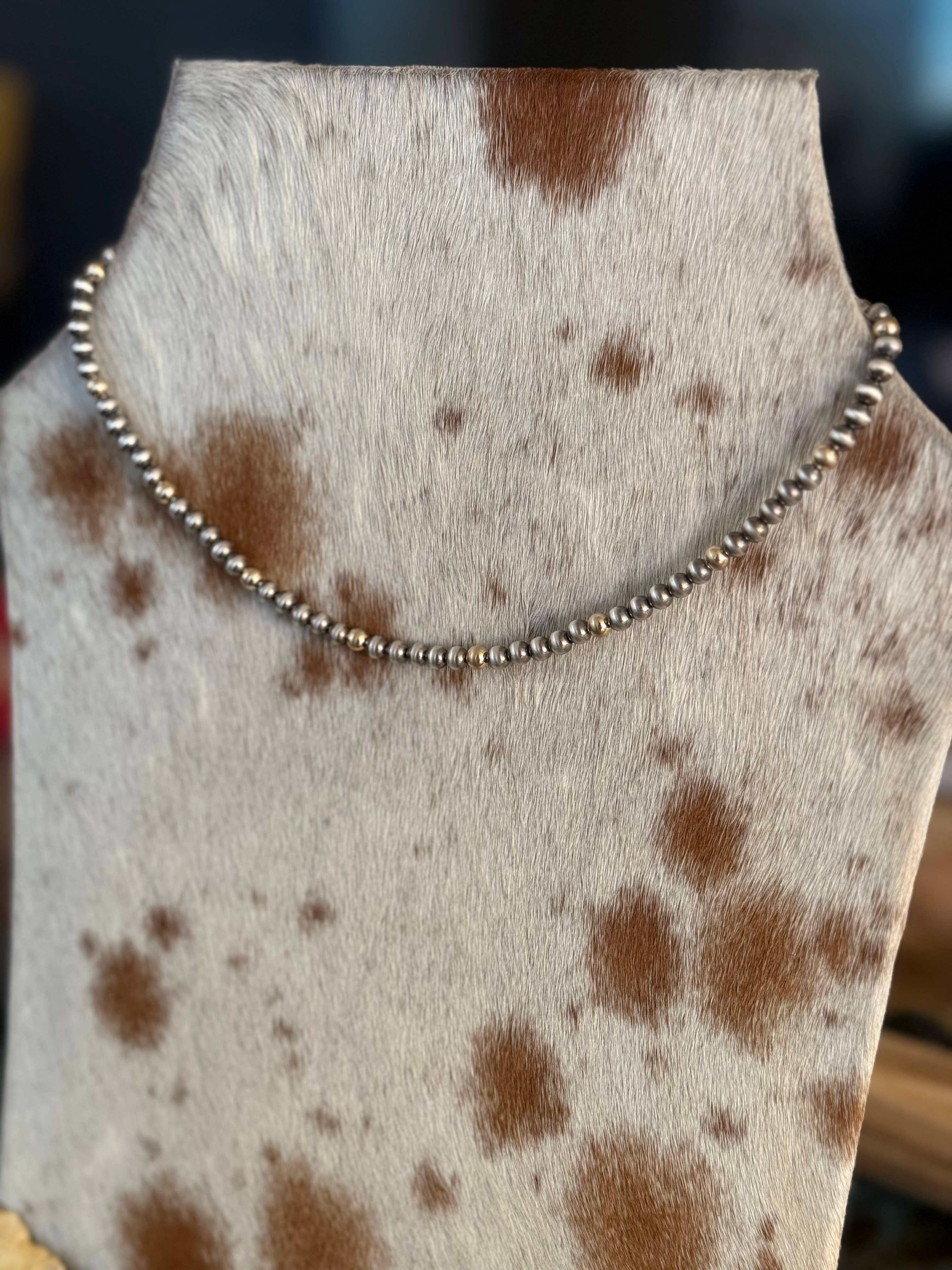 Sterling Pearl/Gold Filled Bead Necklace 18”