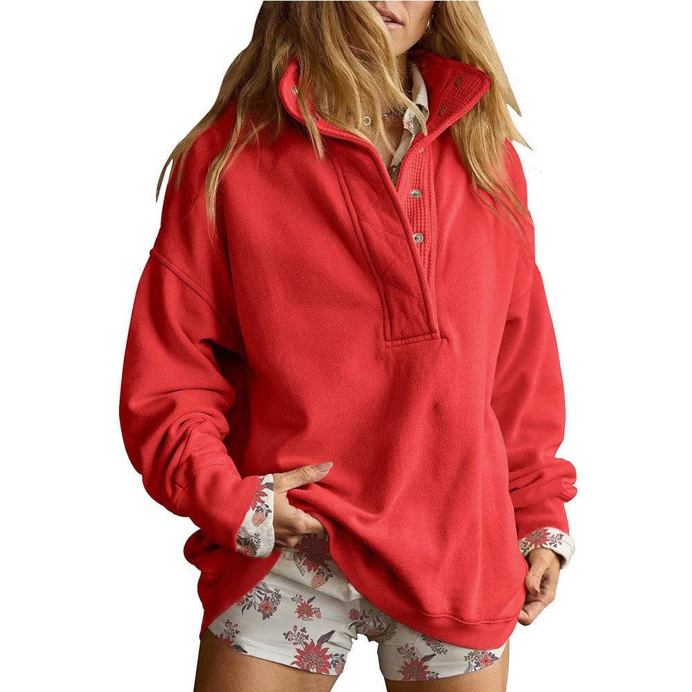 Oversized Snap Collar Sweater