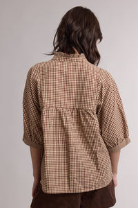 PLAID MOCK NECK BLOUSE